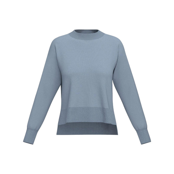 EMME MARELLA Pullover Maglia Donna con spacchi laterali Celeste - Francavilla Moda