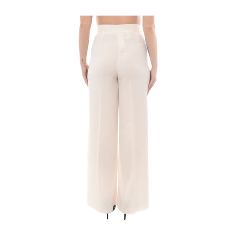 Emme Marella Pantaloni Pantalone Donna fluido a vita alta Panna P24-EMME MARELLAREBBIO2-002-40 - Francavilla Moda