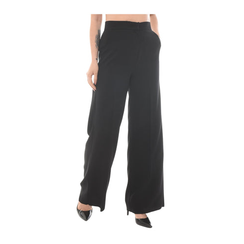Emme Marella Pantaloni Pantalone Donna fluido a vita alta Nero - Francavilla Moda