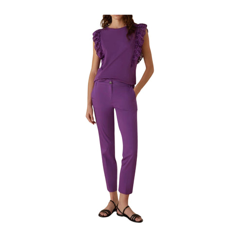 EMME MARELLA Pantaloni Pantalone Donna modello chino Viola - Francavilla Moda