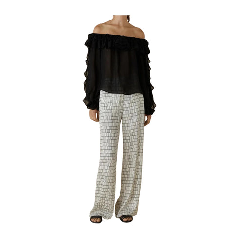 Emme Marella Pantaloni Pantalone Donna morbido a palazzo Panna - Francavilla Moda