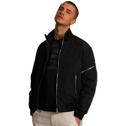 Emporio Armani Giacca bomber Bomber Uomo in tessuto Satin Nero - Francavilla Moda