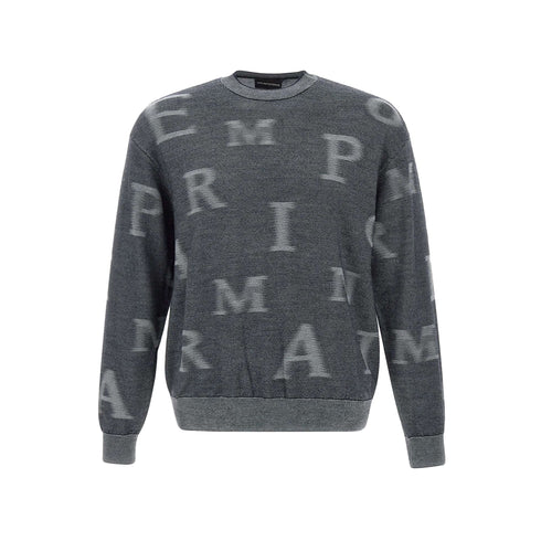 EMPORIO ARMANI Pullover Maglia Uomo motivo logo lettering Blu bianco A24 - EMPORIO ARMANI6D1MX81MJGZ - F635 - S - Francavilla Moda