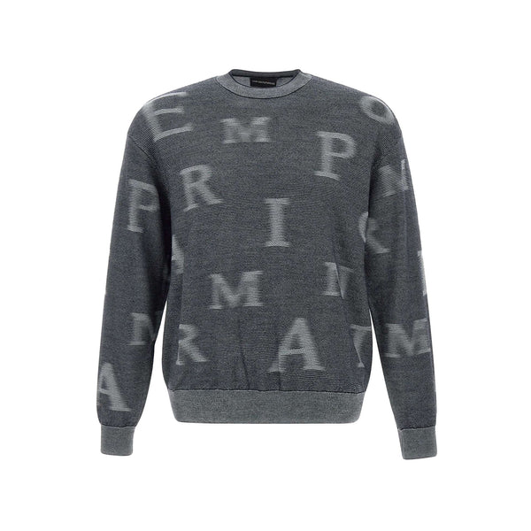 EMPORIO ARMANI Pullover Maglia Uomo motivo logo lettering Blu bianco A24 - EMPORIO ARMANI6D1MX81MJGZ - F635 - S - Francavilla Moda