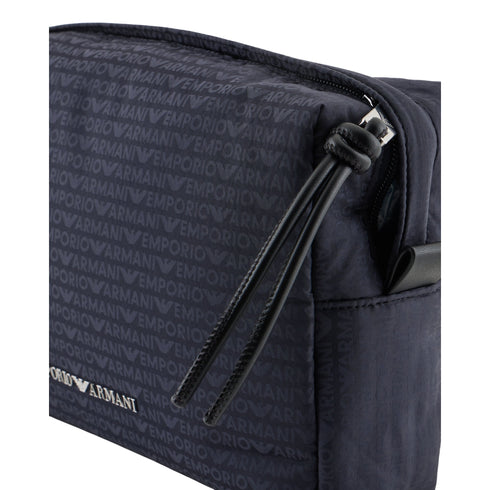 EMPORIO ARMANI Washbag POUCH IN NYLON JACQUARD LOGO LETTERING ALL OVER UNI - Francavilla Moda