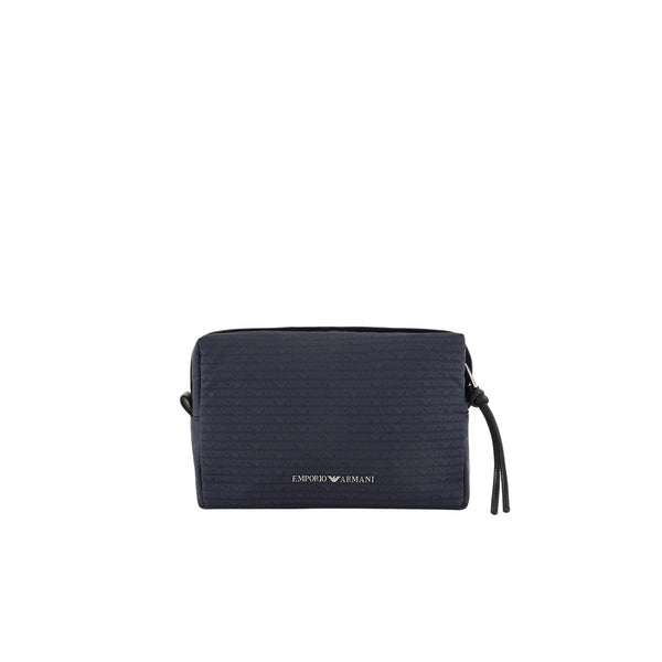 EMPORIO ARMANI Washbag POUCH IN NYLON JACQUARD LOGO LETTERING ALL OVER UNI - Francavilla Moda