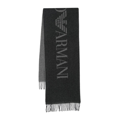 Emporio Armani Sciarpa Sciarpa Uomo bicolore con logo Nero grigio - Francavilla Moda