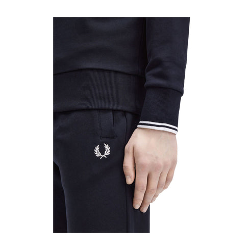 FRED PERRY Felpa girocollo Felpa Uomo con polsini a righe Blu bianco - Francavilla Moda