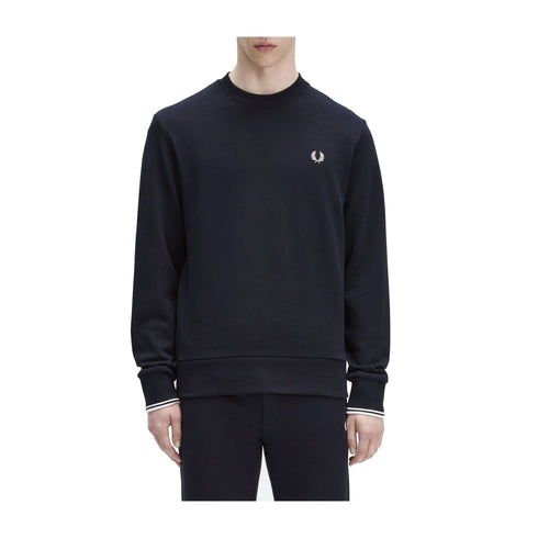 FRED PERRY Felpa girocollo Felpa Uomo con polsini a righe Blu bianco - Francavilla Moda