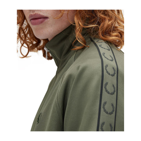 FRED PERRY Felpa con zip Felpa Uomo Contrast Tape Verde A24 - FRED PERRYJ5557 - W49 - M - Francavilla Moda