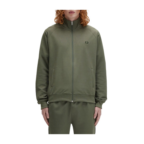 FRED PERRY Felpa con zip Felpa Uomo Contrast Tape Verde A24 - FRED PERRYJ5557 - W49 - M - Francavilla Moda