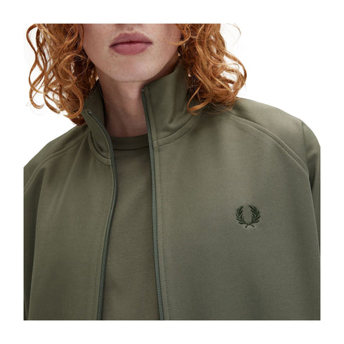 FRED PERRY Felpa con zip Felpa Uomo Contrast Tape Verde A24 - FRED PERRYJ5557 - W49 - M - Francavilla Moda