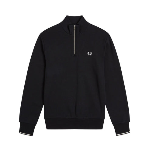 FRED PERRY Felpa con zip Felpa Uomo mezza zip con logo Nero - Francavilla Moda