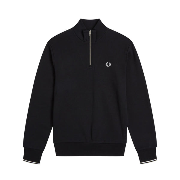 FRED PERRY Felpa con zip Felpa Uomo mezza zip con logo Nero - Francavilla Moda