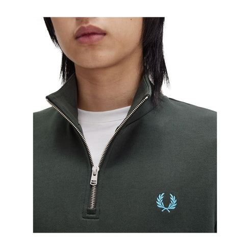 FRED PERRY Felpa con zip Felpa Uomo mezza zip con logo Botanical A24 - FRED PERRYM3574 - W64 - S - Francavilla Moda