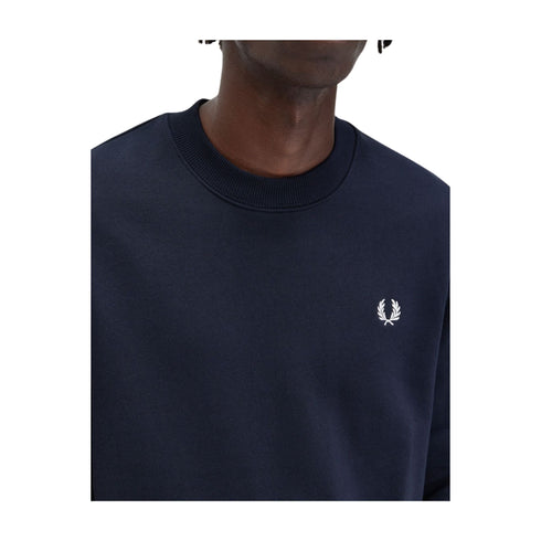 FRED PERRY Felpa girocollo Felpa Uomo polsini doppia riga Blu P24-FRED PERRYM7535-248-S - Francavilla Moda