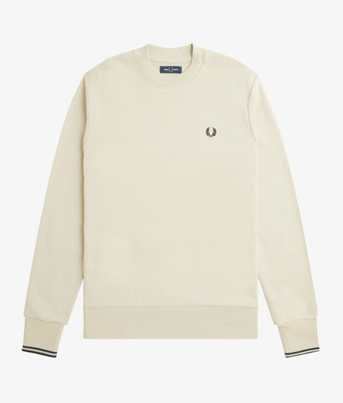 Fred Perry Felpa girocollo Felpa Uomo polsini doppia riga Panna P24-FRED PERRYM7535-V54-M - Francavilla Moda