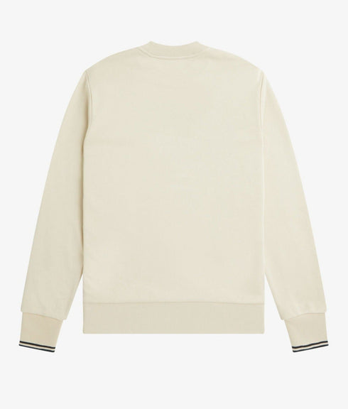 Fred Perry Felpa girocollo Felpa Uomo polsini doppia riga Panna P24-FRED PERRYM7535-V54-M - Francavilla Moda