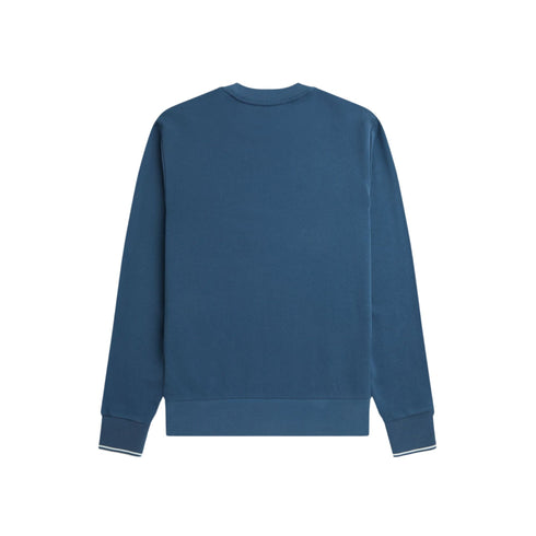 FRED PERRY Felpa girocollo Felpa Uomo polsini doppia riga Blu aperto P24-FRED PERRYM7535-V06-M - Francavilla Moda