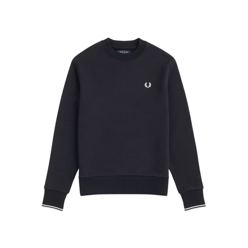 FRED PERRY Felpa girocollo Felpa Uomo polsini doppia riga Nero - Francavilla Moda
