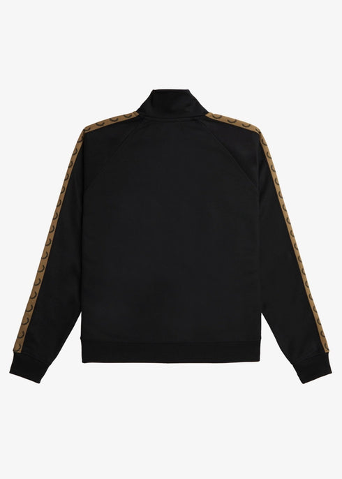 Fred Perry Felpa zip Felpa zip Uomo con fettuccia a contrasto Nero caramello - Francavilla Moda