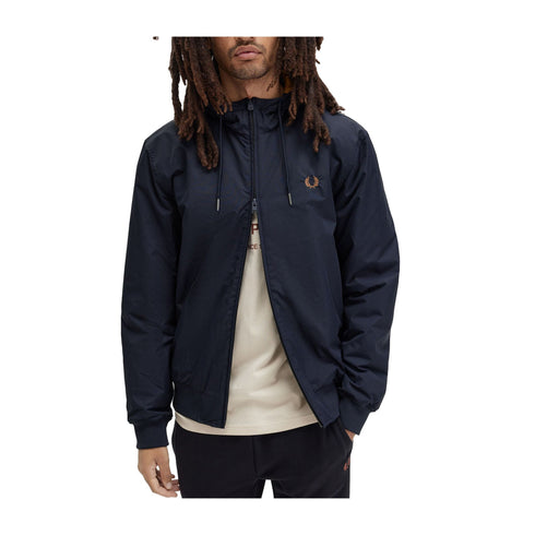 FRED PERRY Giacca leggera Giubbino Uomo Brentham con cappuccio Blu - Francavilla Moda