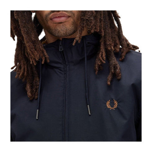 FRED PERRY Giacca leggera Giubbino Uomo Brentham con cappuccio Blu - Francavilla Moda