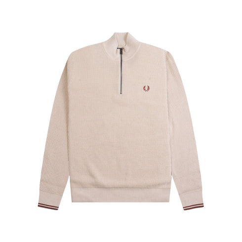 FRED PERRY Maglia Maglia Uomo a nido d'ape mezza zip Avena - Francavilla Moda