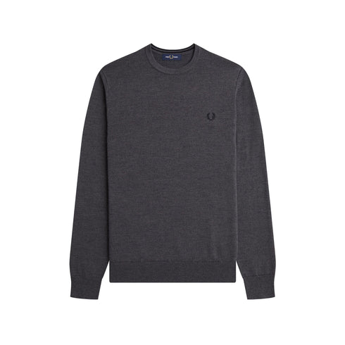 Fred Perry Pullover Maglia Uomo Classic Crew Neck Grigio scuro A24 - FRED PERRYK9601 - R85 - S - Francavilla Moda