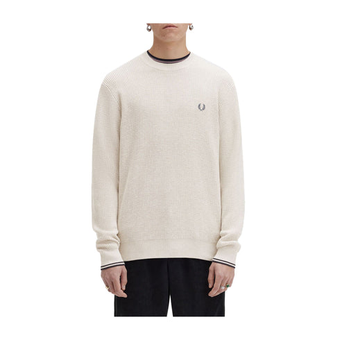 Fred Perry Maglia Maglia Uomo Waffle a girocollo S A24 - FRED PERRYK6507 - X23 - S - Francavilla Moda
