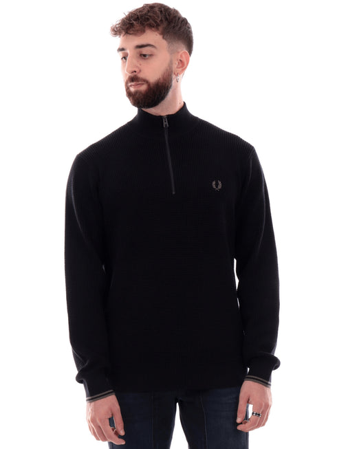 Fred Perry Maglia Maglione Fred Perry da uomo full zip Waffle Stitch K8557 S - Francavilla Moda