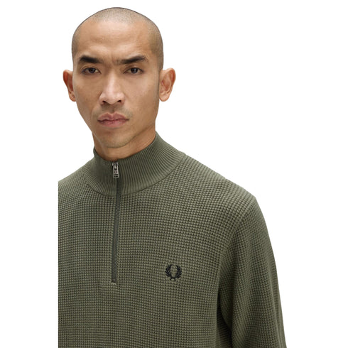 Fred Perry Maglia Maglione Fred Perry da uomo full zip Waffle Stitch K8557 S A25-FRED PERRYK8557-X21-S - Francavilla Moda