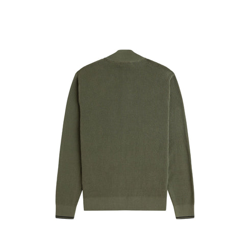 Fred Perry Maglia Maglione Fred Perry da uomo full zip Waffle Stitch K8557 S A25-FRED PERRYK8557-X21-S - Francavilla Moda