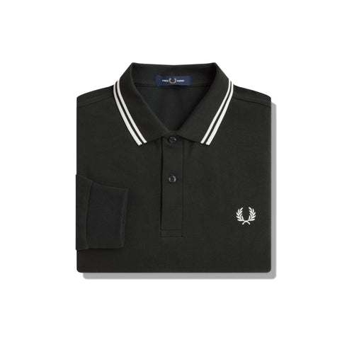 Fred Perry Polo Polo Uomo lunga Twin Tipped Verde bianco - Francavilla Moda