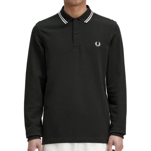 Fred Perry Polo Polo Uomo lunga Twin Tipped Verde bianco - Francavilla Moda