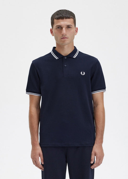 Fred Perry Polo Polo Uomo twin tipped in puro cotone Blu bianco - Francavilla Moda