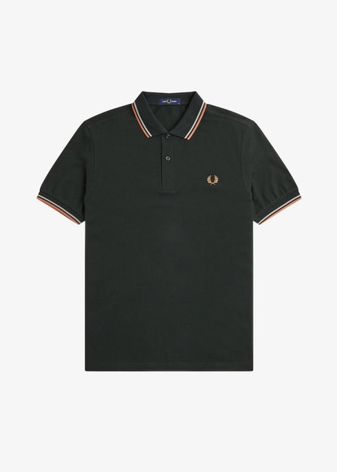 Fred Perry Polo Polo Uomo twin tipped in puro cotone Verde scuro P24-FRED PERRYM3600-U94-M - Francavilla Moda