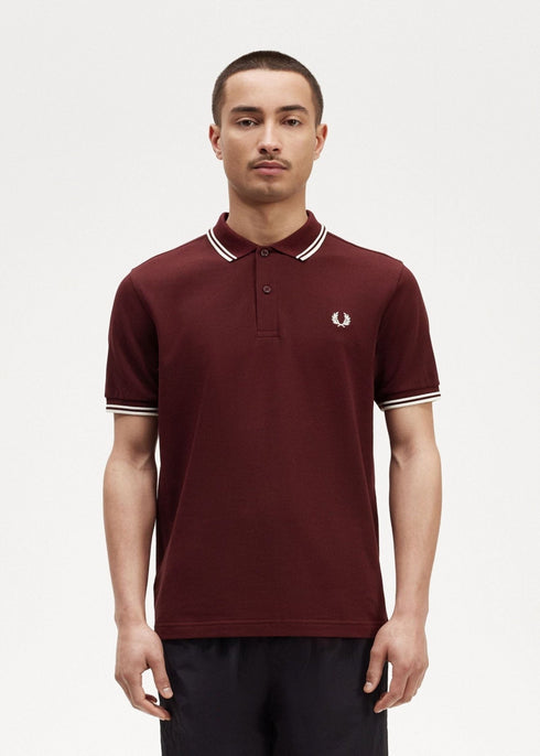 Fred Perry Polo Polo Uomo twin tipped in puro cotone Bordeaux P24-FRED PERRYM3600-597-S - Francavilla Moda