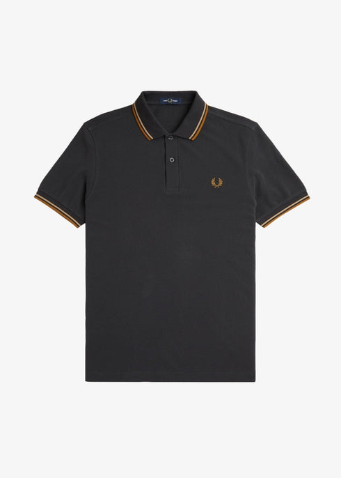 Fred Perry Polo Polo Uomo twin tipped in puro cotone Grigio scuro P24-FRED PERRYM3600-U93-S - Francavilla Moda