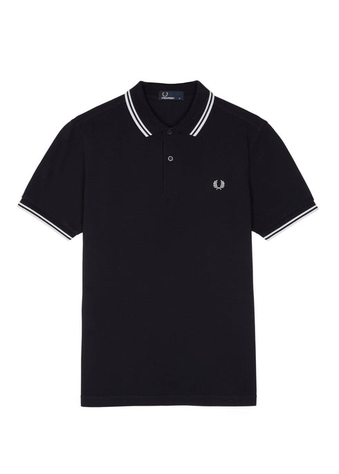Fred Perry Polo Polo Uomo twin tipped in puro cotone Blu bianco - Francavilla Moda