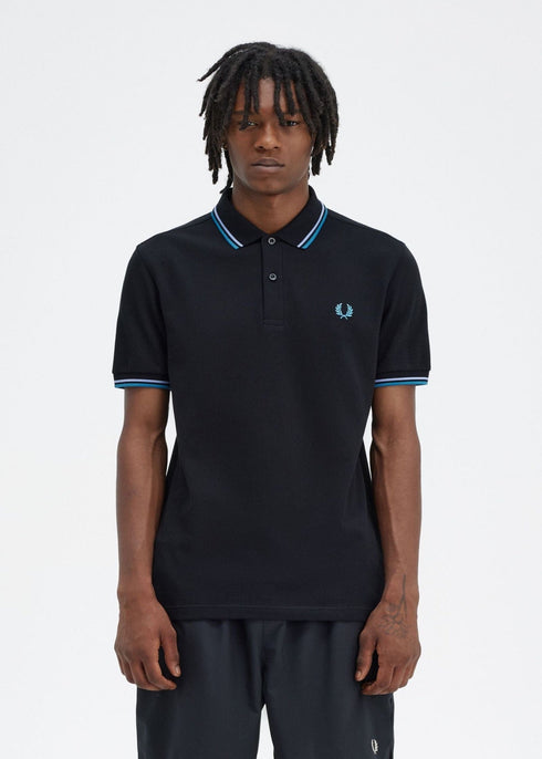 Fred Perry Polo Polo Uomo twin tipped in puro cotone Nero oceano P24-FRED PERRYM3600-V18-M - Francavilla Moda