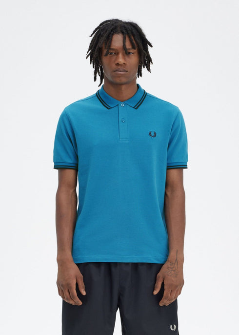 Fred Perry Polo Polo Uomo twin tipped in puro cotone Oceano Blu P24-FRED PERRYM3600-V35-S - Francavilla Moda
