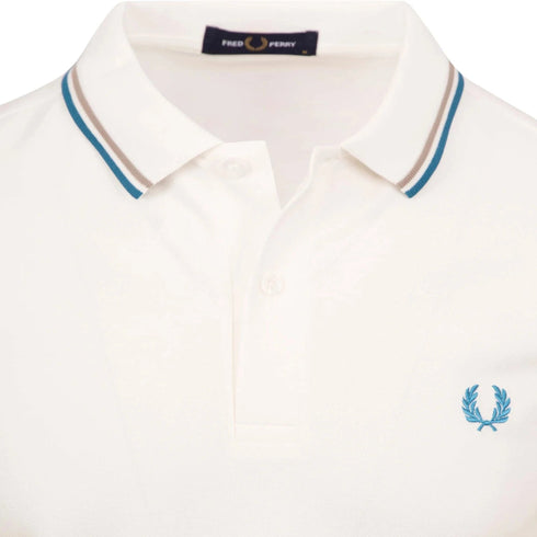 Fred Perry Polo Polo Uomo twin tipped in puro cotone Bianco Oceano P24-FRED PERRYM3600-V36-S - Francavilla Moda