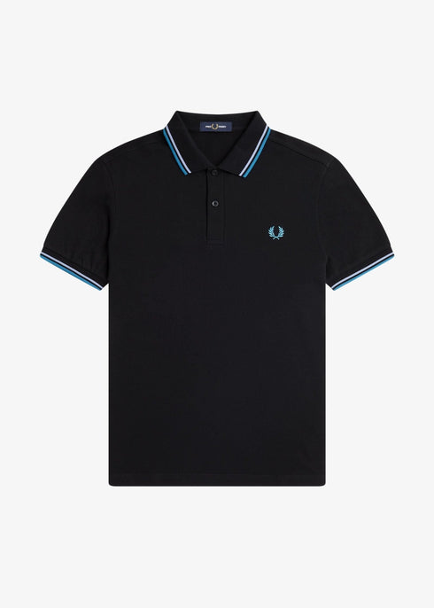 Fred Perry Polo Polo Uomo twin tipped in puro cotone Nero oceano P24-FRED PERRYM3600-V18-M - Francavilla Moda