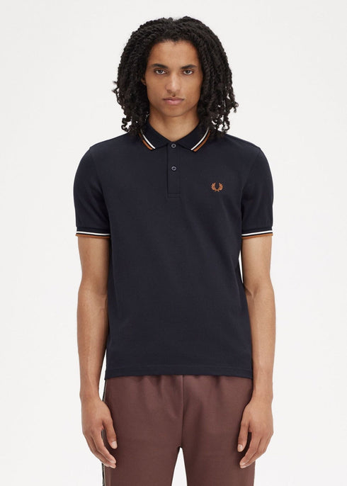 Fred Perry Polo Polo Uomo twin tipped in puro cotone Blu beige P24-FRED PERRYM3600-V33-S - Francavilla Moda