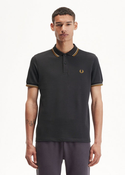Fred Perry Polo Polo Uomo twin tipped in puro cotone Grigio scuro P24-FRED PERRYM3600-U93-S - Francavilla Moda