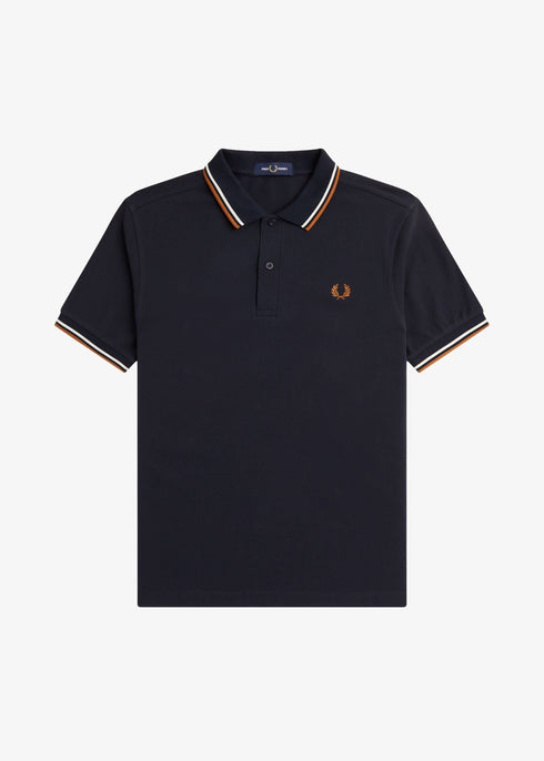 Fred Perry Polo Polo Uomo twin tipped in puro cotone Blu beige P24-FRED PERRYM3600-V33-S - Francavilla Moda