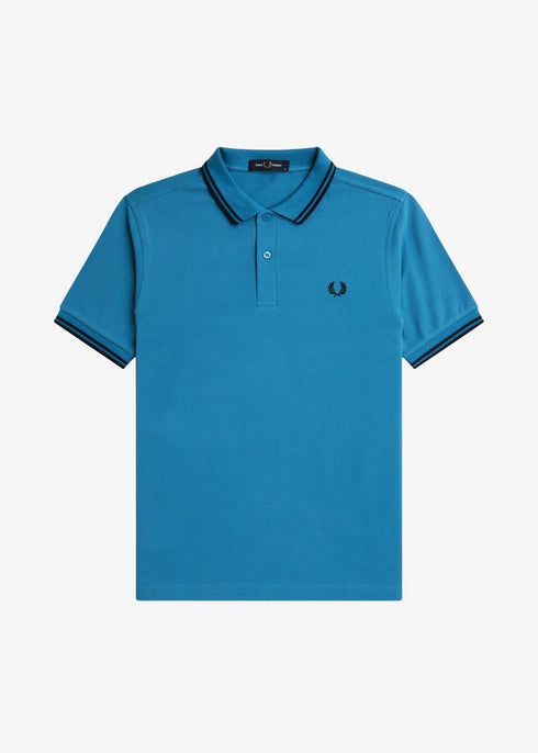 Fred Perry Polo Polo Uomo twin tipped in puro cotone Oceano Blu P24-FRED PERRYM3600-V35-S - Francavilla Moda
