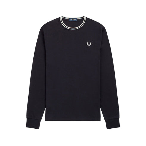 Fred Perry T-shirt T-shirt Uomo girocollo con doppia riga Nero bianco - Francavilla Moda