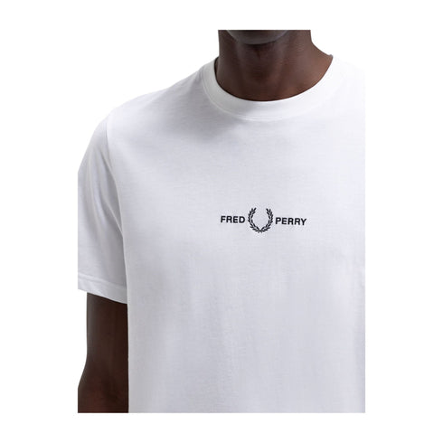 Fred Perry T-shirt T-shirt Uomo ricamo frontale Bianco - Francavilla Moda